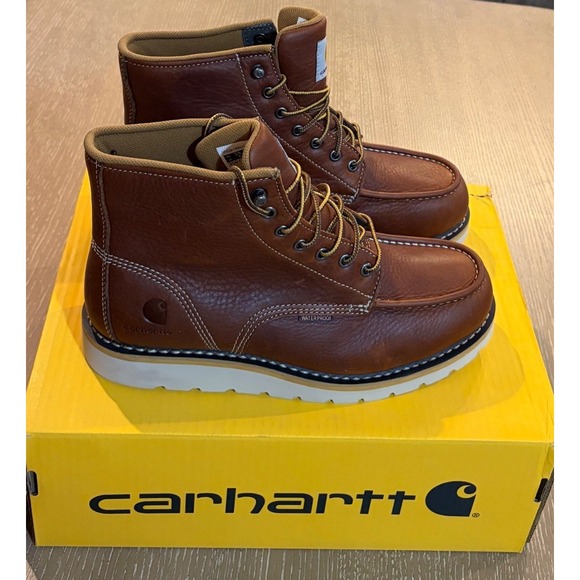 Carhartt Men 6 Inch Waterproof Wedge Soft Moc Toe Work Boot Size 9 Brown Leather main image 6